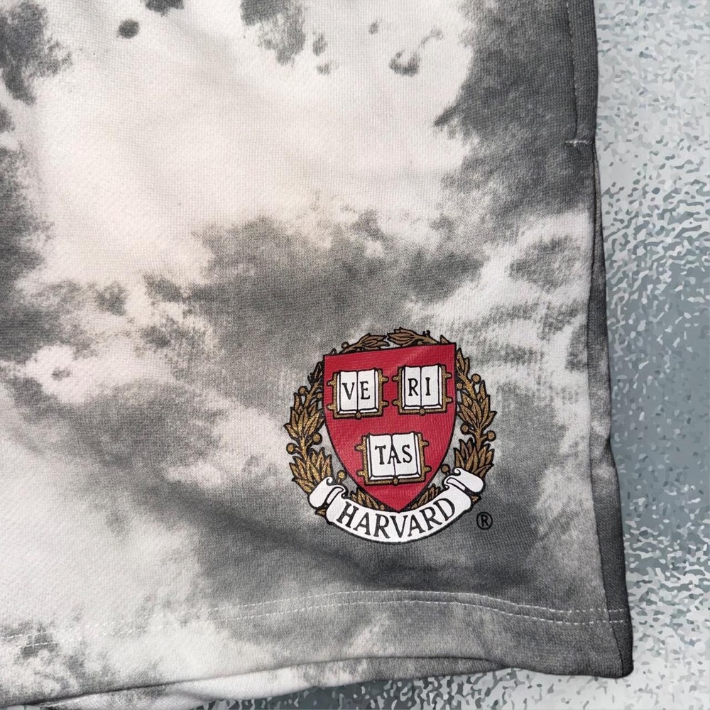 Zoe + Liv Harvard Tie Dye Sweat Shorts Gray White Graphic Lounge Athletic XS - Picture 2 of 3